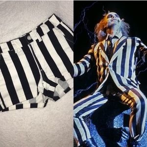 American Eagle Beetlejuice Black and White Shorts